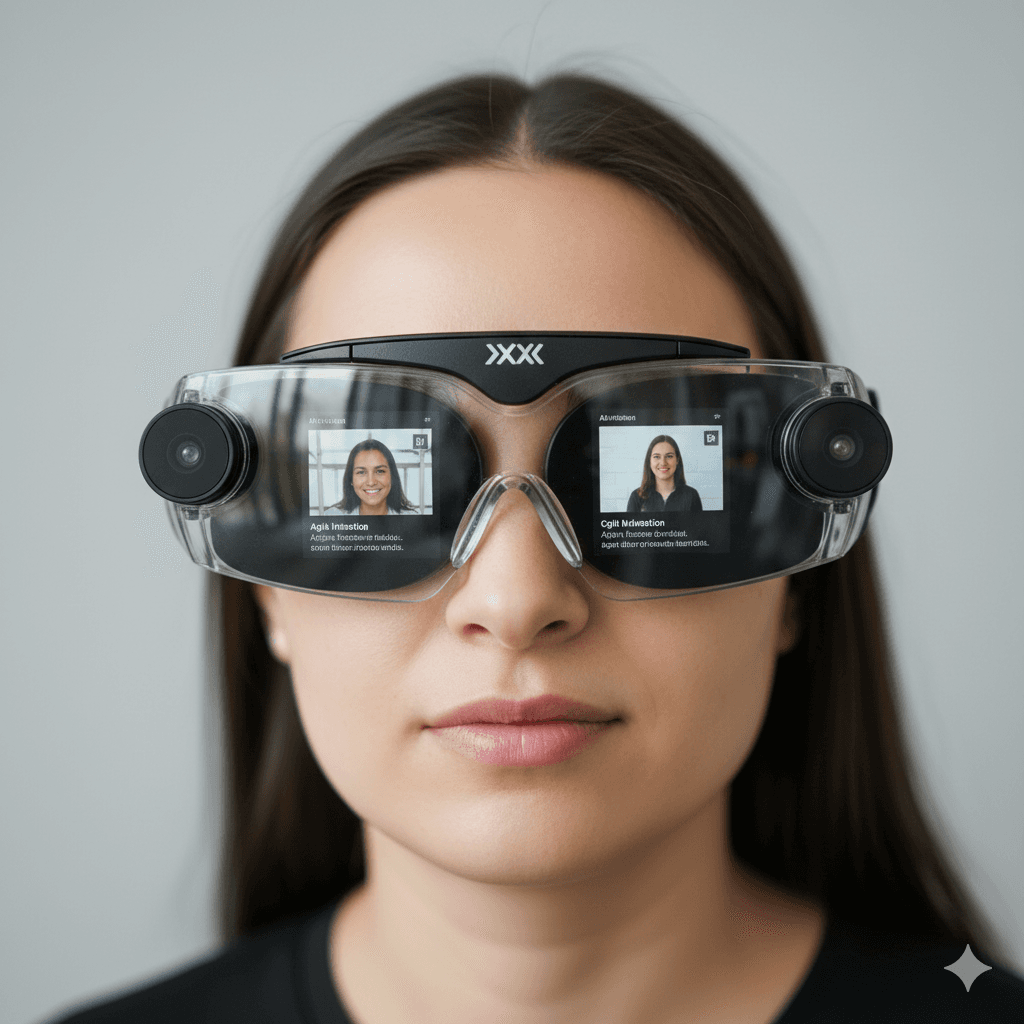 Industrial AR smart glasses used for guided frontline maintenance and remote collaboration