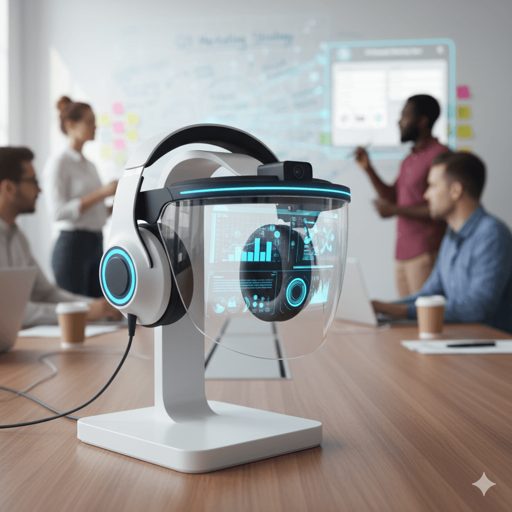 Enterprise AR headset designed for industrial training, guidance, and hands-free workflows