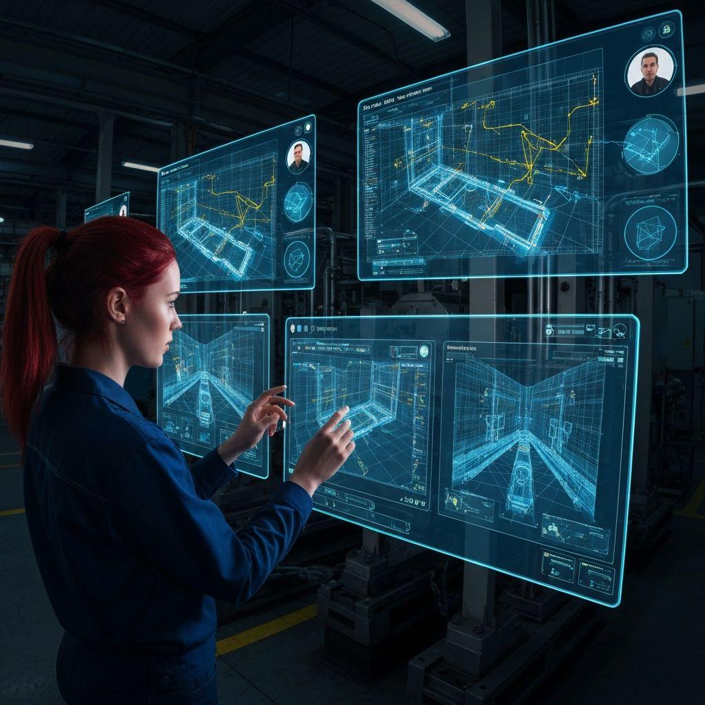 Industrial AR collaboration between global manufacturing teams during a guided maintenance workflow