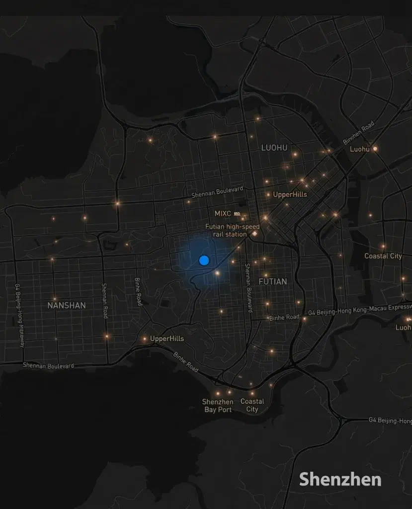 Shenzhen location map for Luminvera manufacturing and hardware collaboration