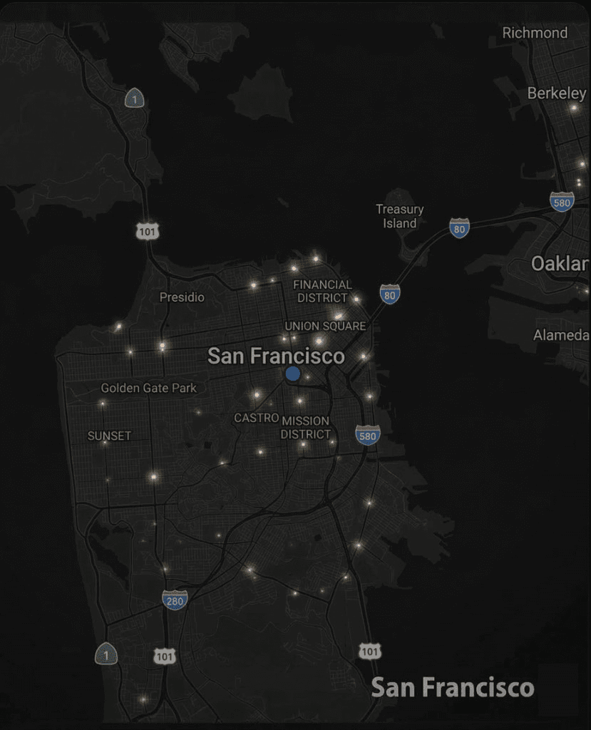 San Francisco office location map for Luminvera enterprise contact inquiries
