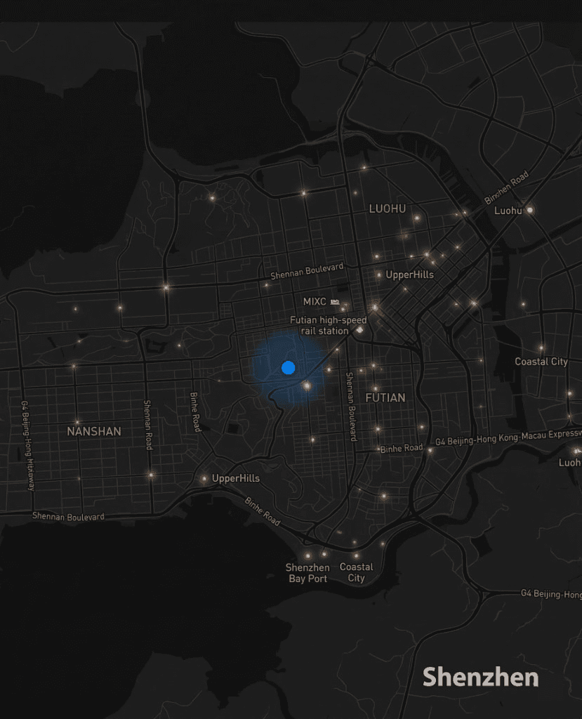 Shenzhen location map for Luminvera manufacturing and hardware collaboration